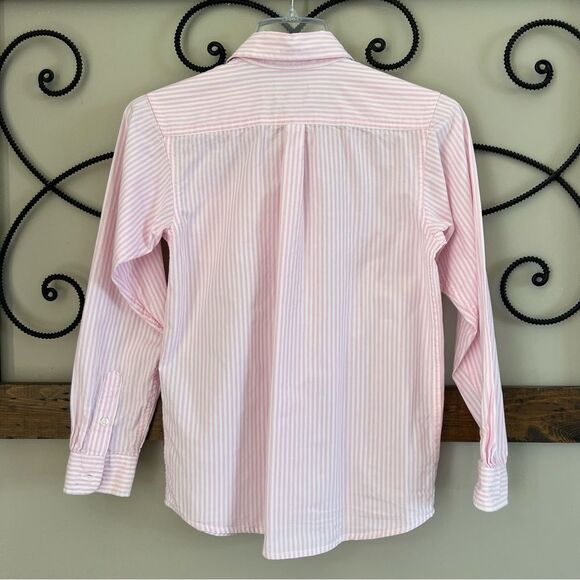 Children’s Place Girls Cotton Pink White Striped Button Down Blouse - Picture 2 of 9